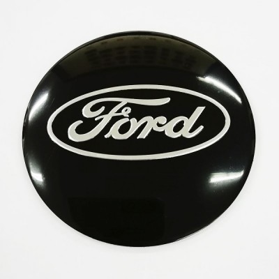 Наклейка на диск Ford D56 мм (Серебристый логотип на черном фоне) з логотипом на ковпачок колісних дисків