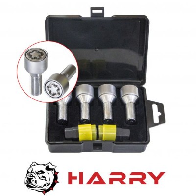 Секретные Болты Harry 14х1,5 L28мм Конус 17,19 ключ Matt Chrome на колеса секретки для дисков